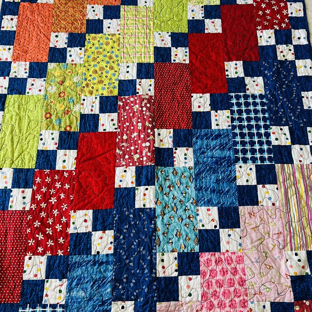 38”x52” Beautiful Handmade Optimistic Quilted Throw.