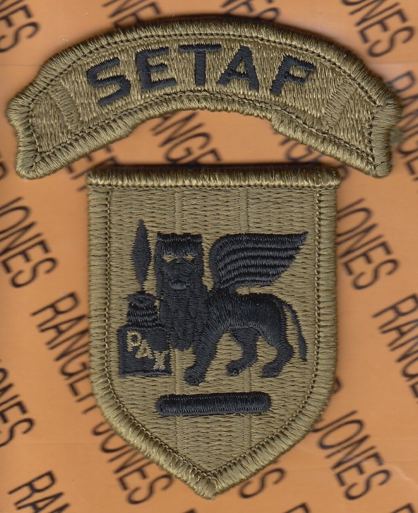 US Army SETAF Southern European Task Force OCP w/ HOOK ~4" patch tab set m/e