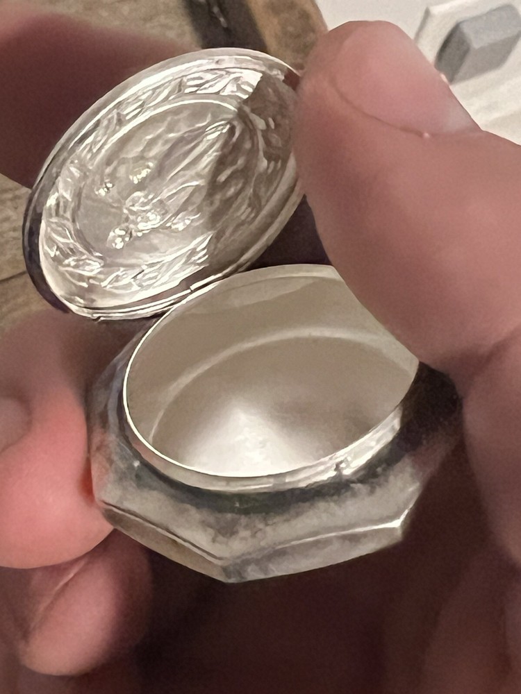 Our Lady Of Assumption Locket Rosary Case Pill Snuff Box Antique Holy Relic