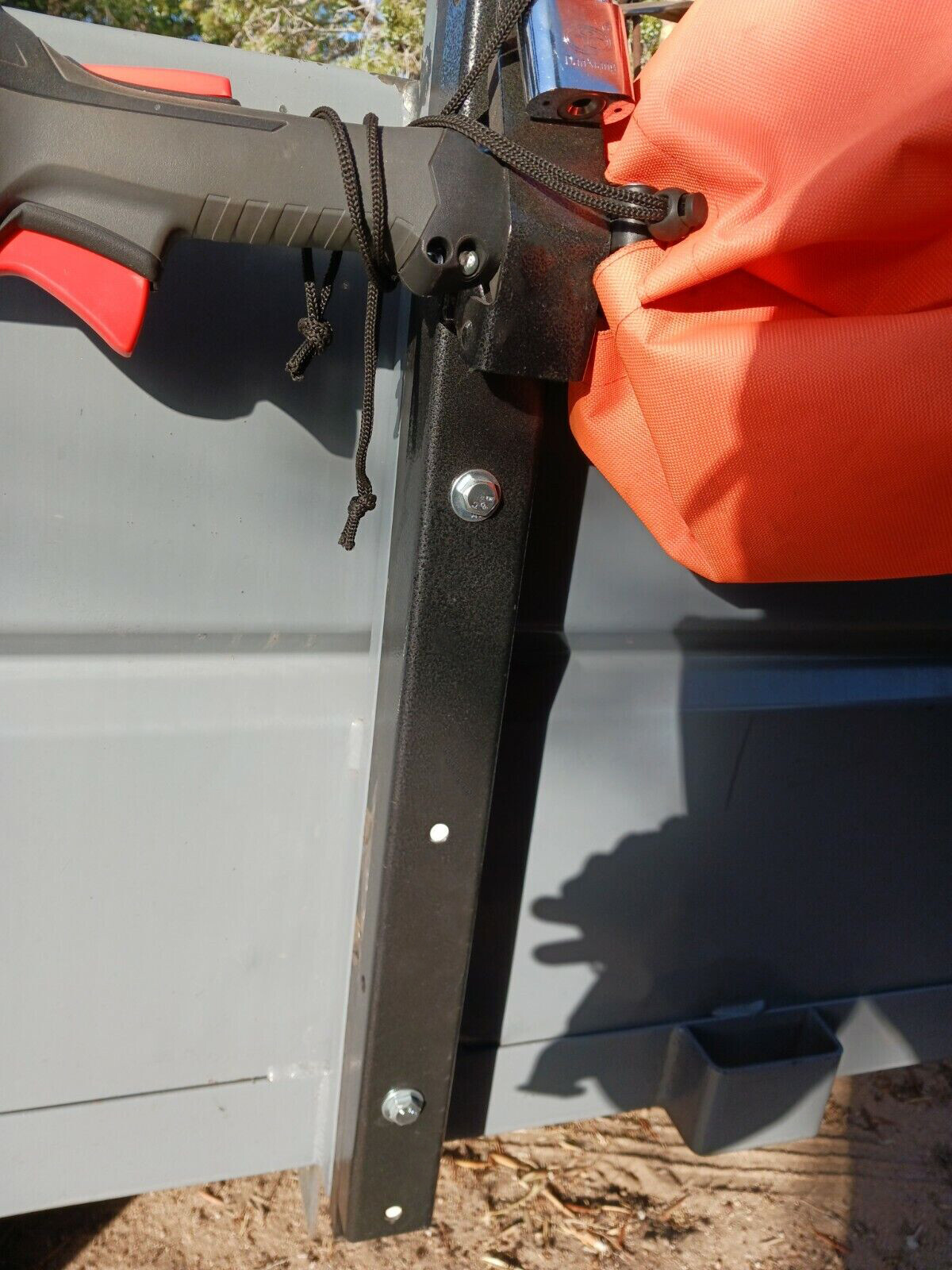 3-Place Weeder Edge Trimmer Rack Holder for open Landscape Trailer Lockable