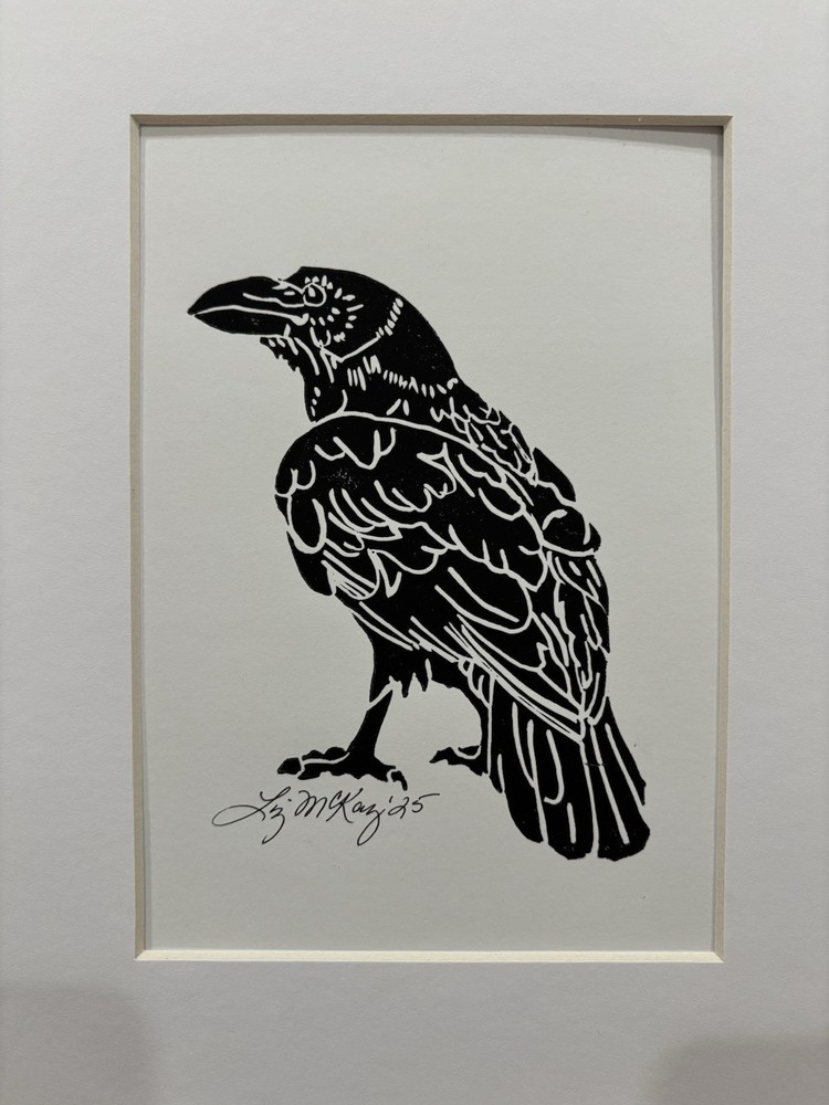 Block Print Raven