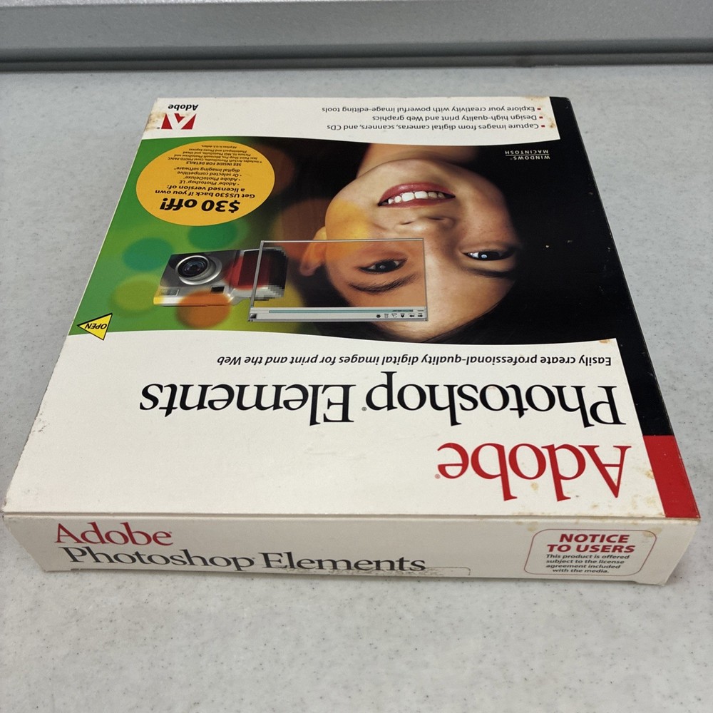 Original Adobe Photoshop Elements For Win & Mac User Guide And CD*NEW*
