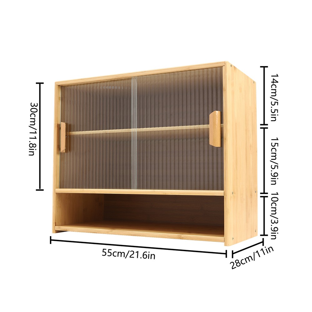 Small Bamboo Kitchen Pantry Sideboard with Sliding Doors and Ample Storage