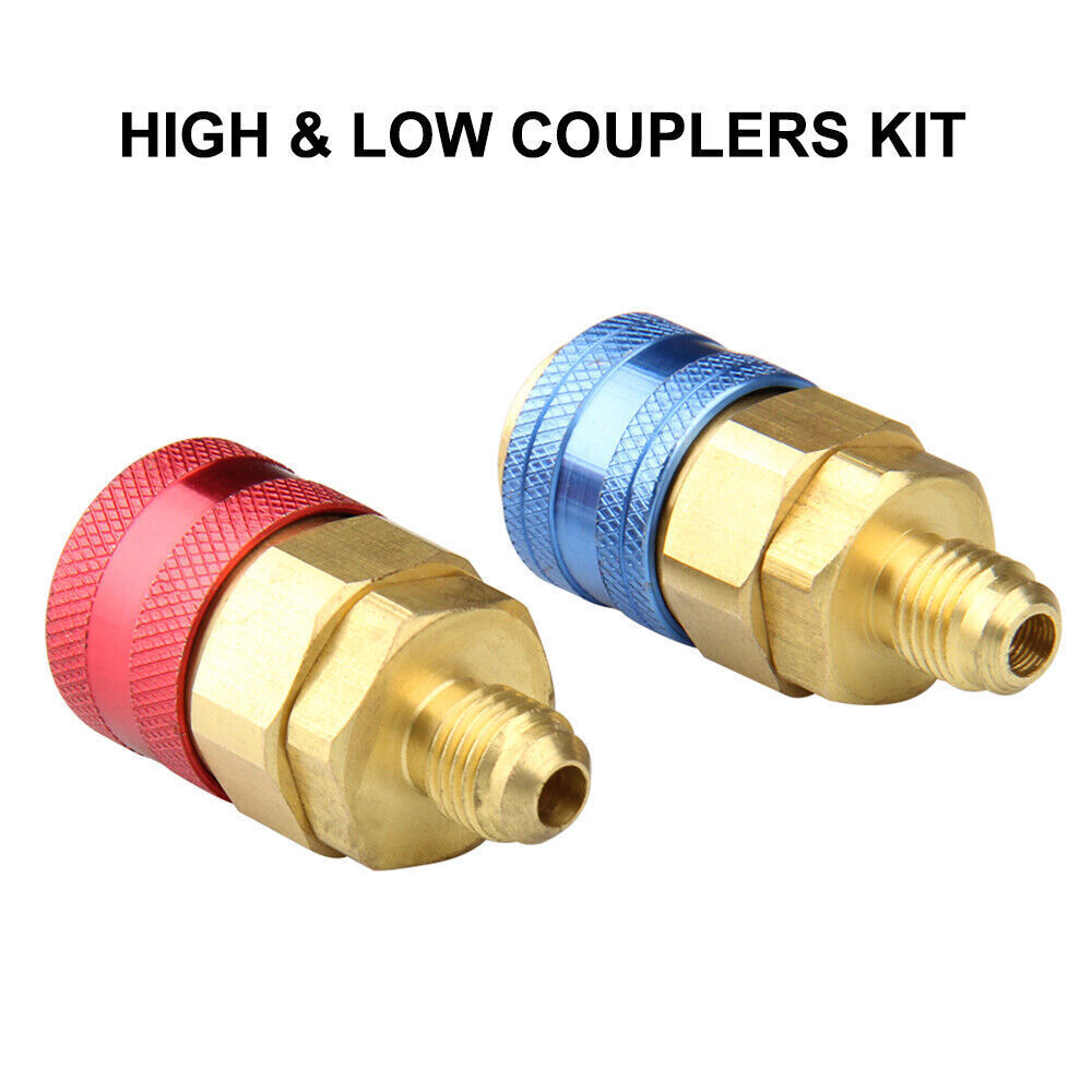 2 Quick Coupler Adapter High Low Side Conversion Kit AC A/C Freon Manifold Gauge