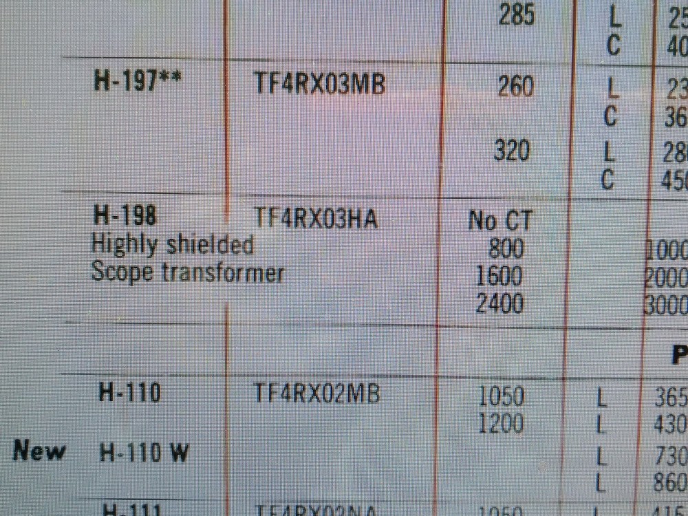 UTC H-198 SCOPE PLATE - FILAMENT TRANSFORMER