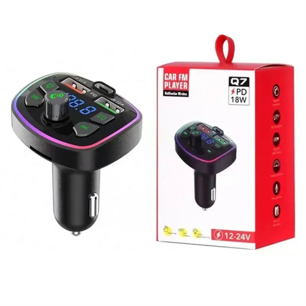 Q7 Car FM Transmitter Bluetooth Handsfree MP3 Player Dual USB Charger 3.1A