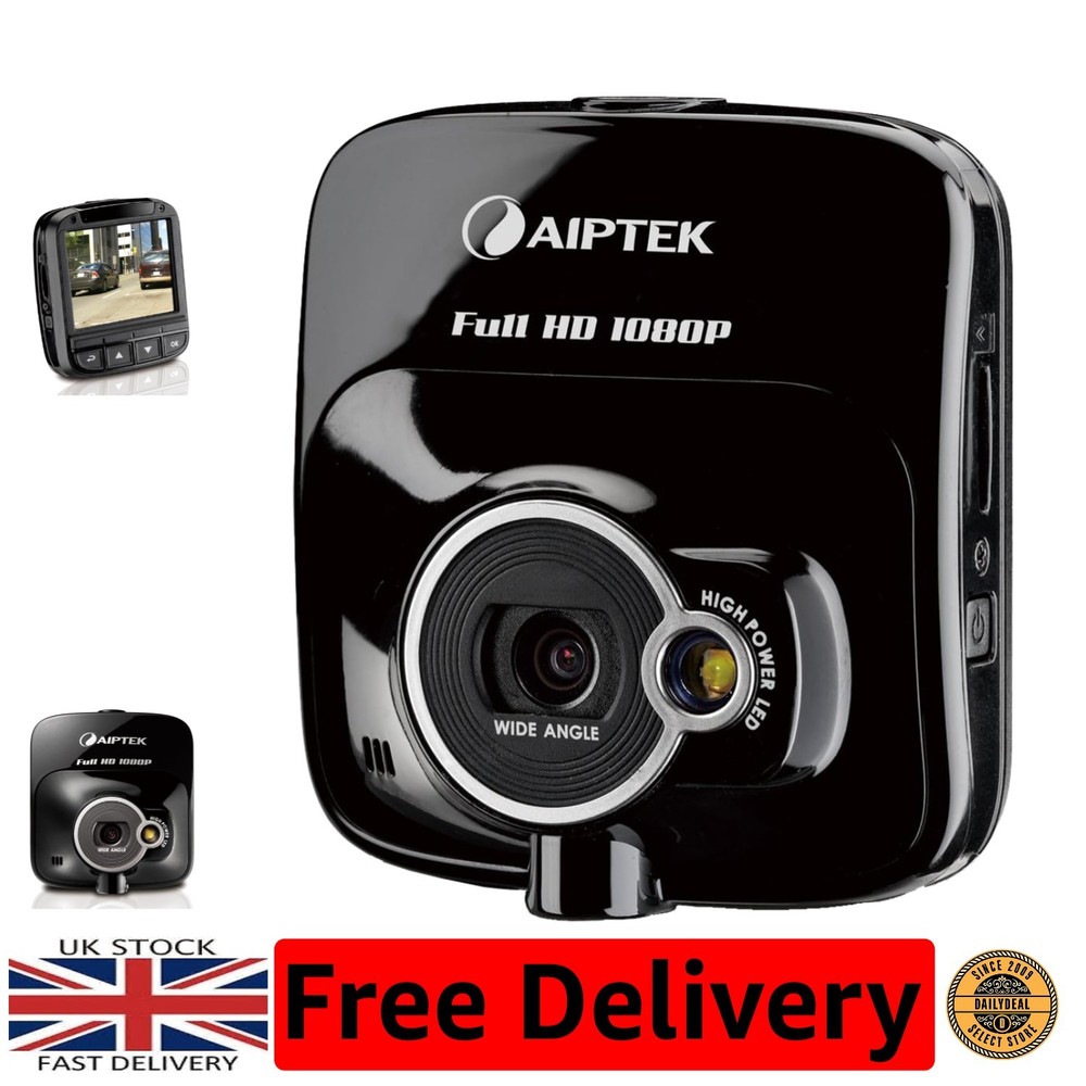 Compact 1080p Dash Camera with Integrated Battery & 128° Wide Angle View