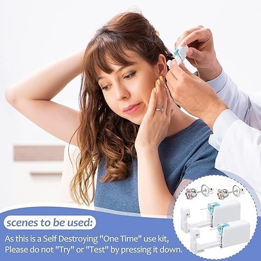 12PCS Ear Piercing Kit, Disposable Self Gun Kit with Studs...