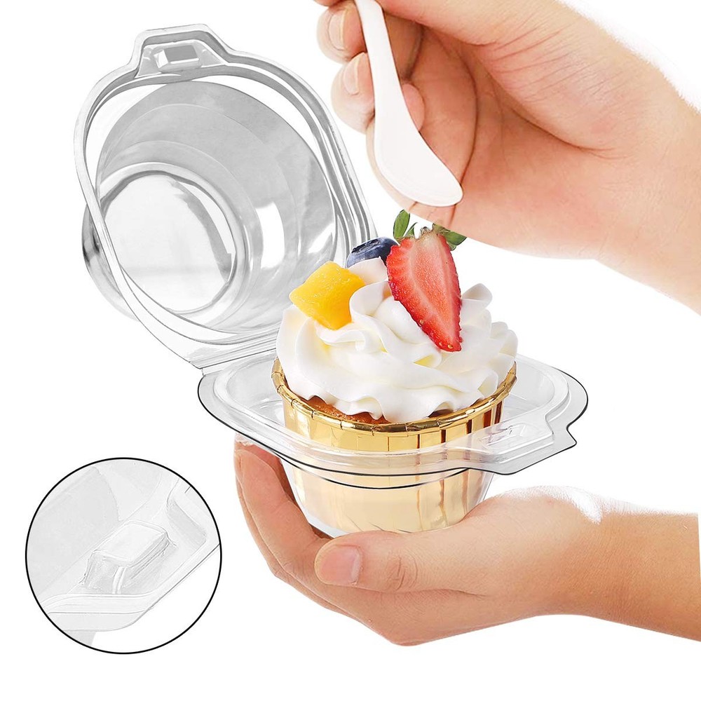 60 Packs Individual Cupcake Containers Stackable Single Compartment Disposable