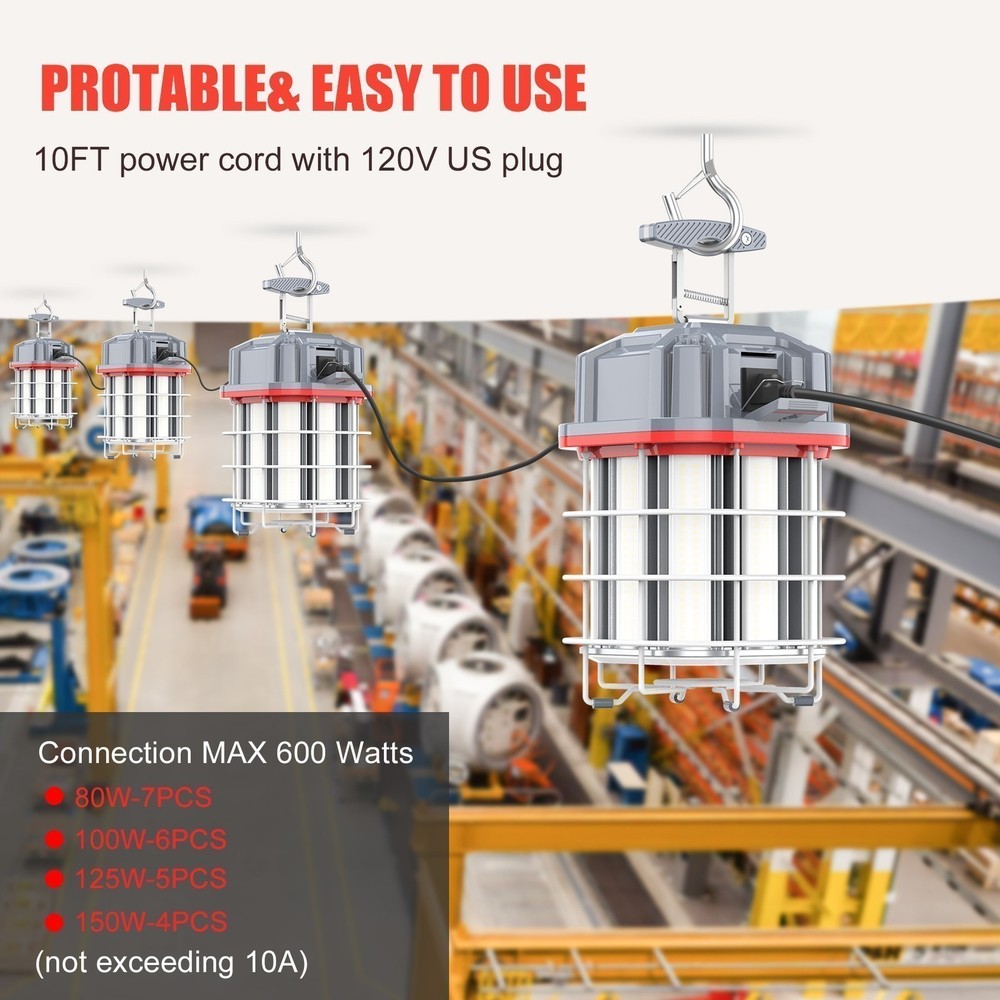 100W Led Temporary work light Construction Jobsite light 5000K Daylight Linkable