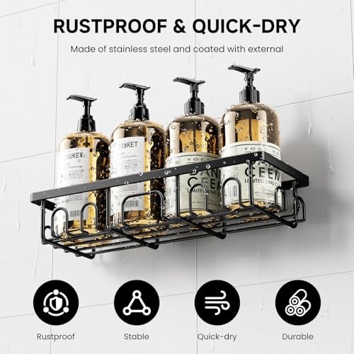 Shower Caddy Pack Shower Shelves for Inside Bathroom, Rustproof 3 Black
