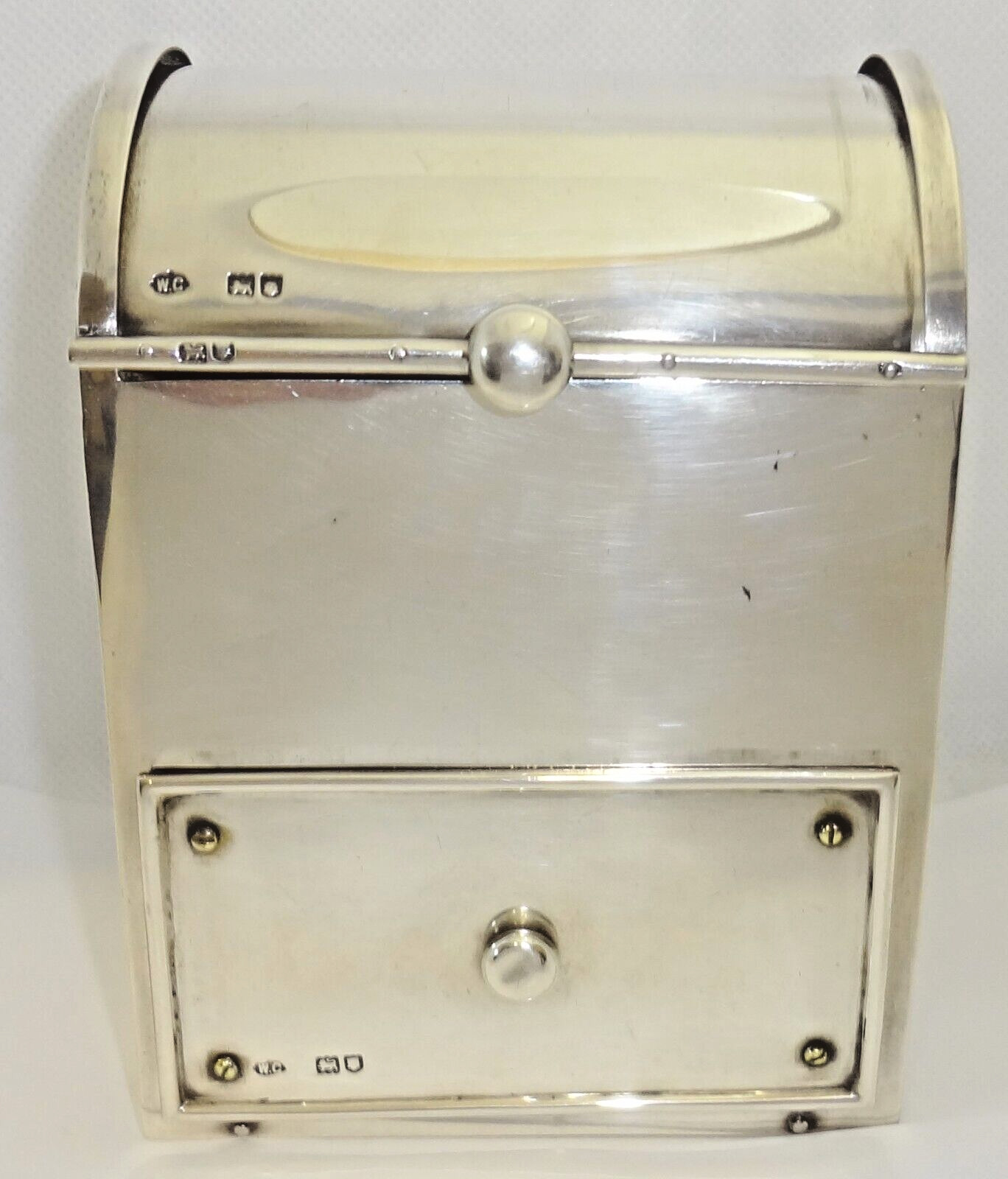 1902 William Comyns (London) Lined Sterling Silver Jewelry Ormolu Casket Box