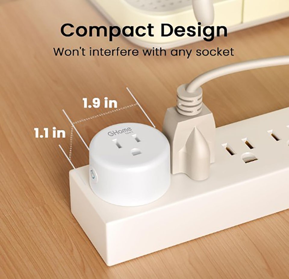 GHome Smart Mini Smart Plug, WiFi Plug Outlet Timer Smart Socket works w Alexa/G