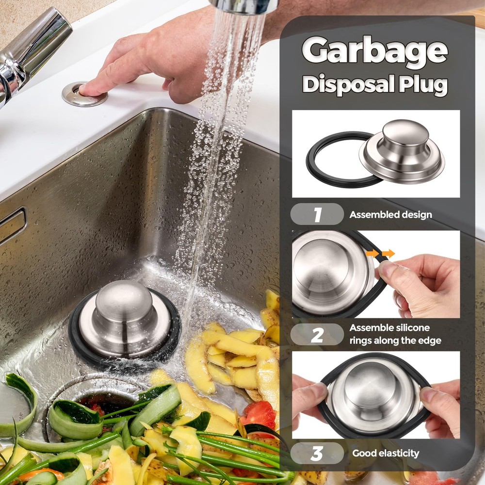 4 Pcs Brushed Silver Kitchen Sink Accessories Garbage Disposal Splash Guards