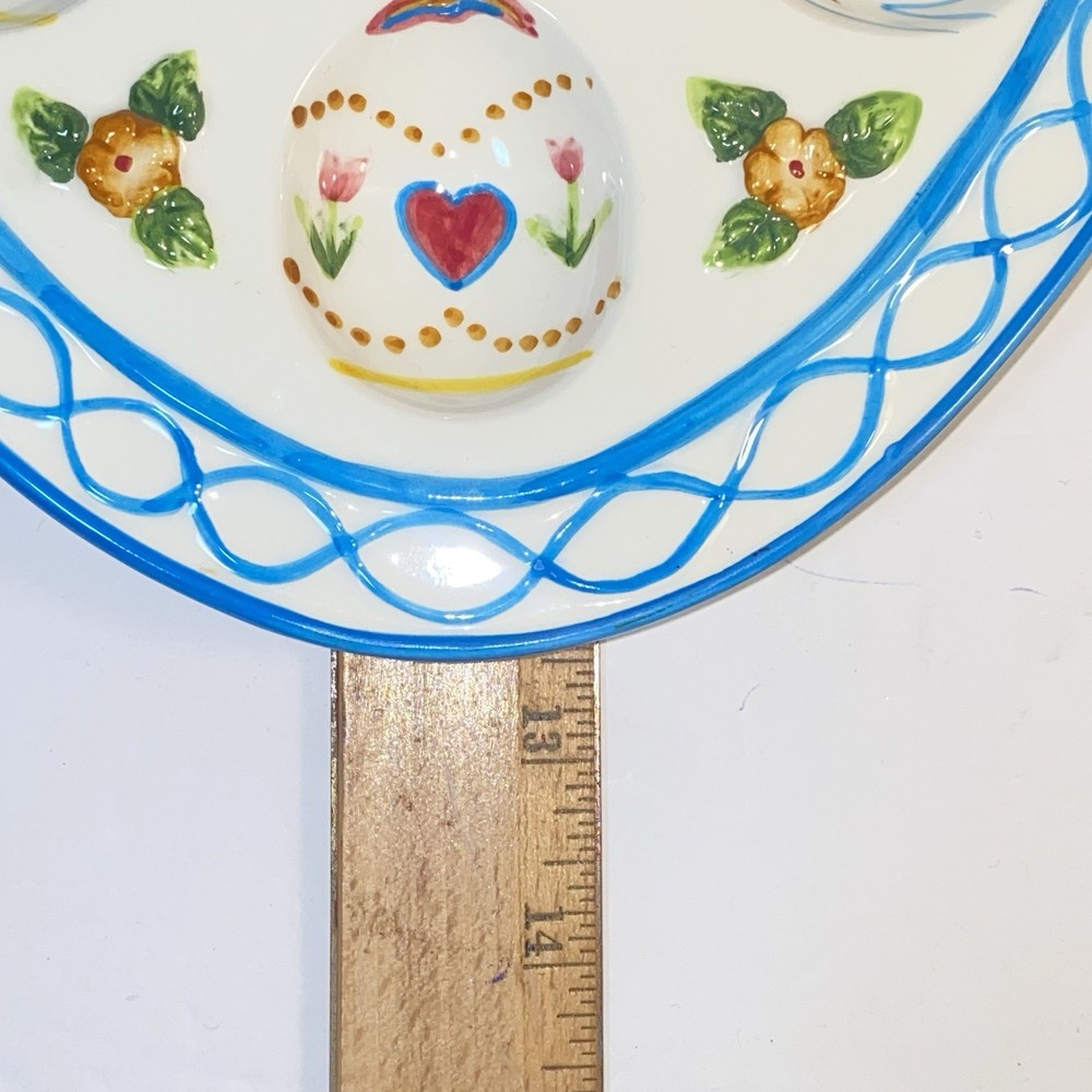 Alliance Power Easter Egg Deviled Egg Floral Platter Tray Dish 12" x 9"