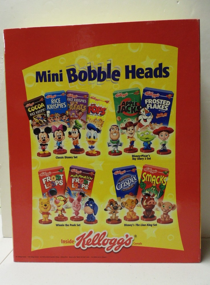 Disney Collection Kellogg's Mini Bobble Head 2003 Complete Set with Storage Case