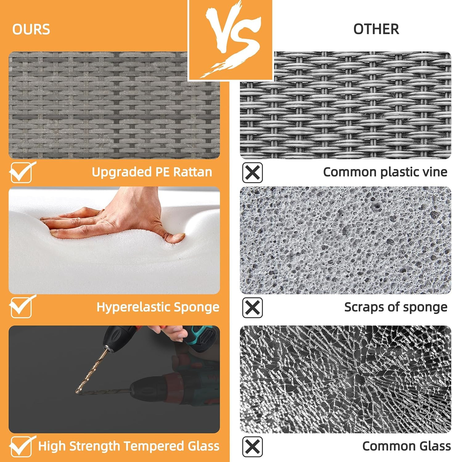 3-Piece Outdoor Patio Furniture Sets, Wicker Patio Conversation Sets, All Weathe