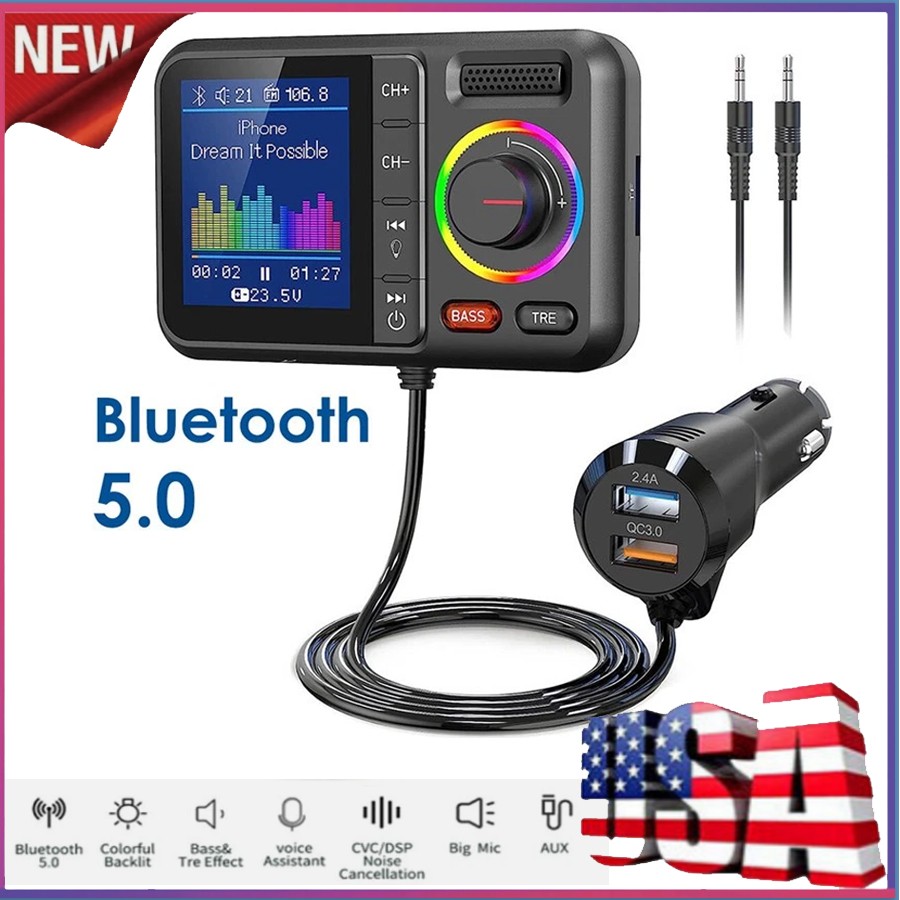 Smart Voice Control Bluetooth Adapter for Car with Multiple Device Connectivity