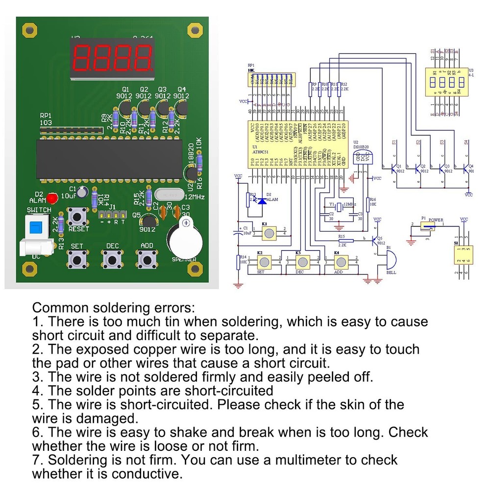 DIY Soldering Practice Kits DS18B20 Temperature Sensor Module DIY Electronic ...