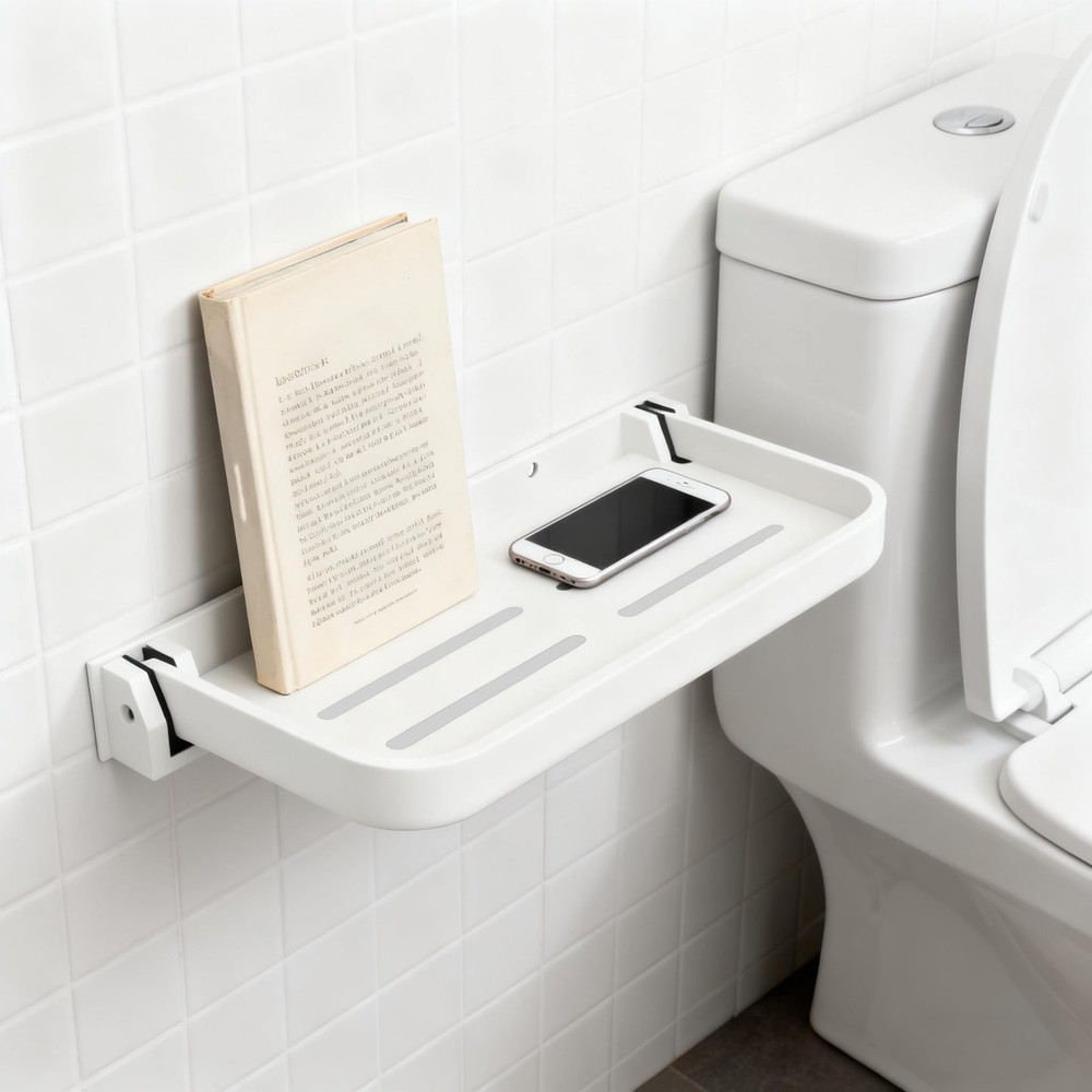 2 PCS Small Folding Wall Shelf Waterproof RustProof 90 Down White 11.8 Inch