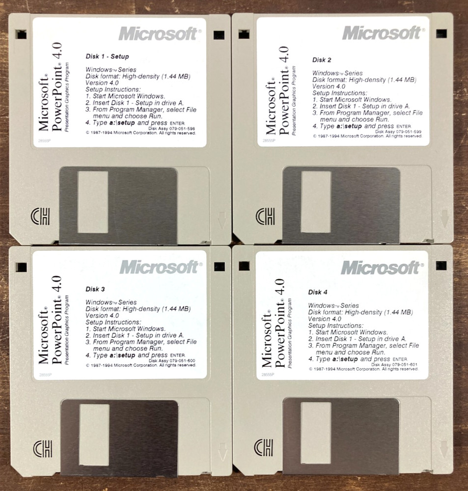 Microsoft PowerPoint 4.0 For Windows 95 Floppy Disk 3.5" Vintage Software PC