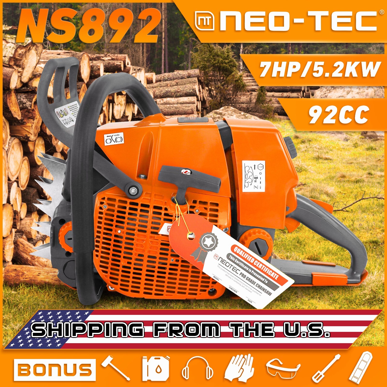 92cc Chainsaw Gas Powered Head Compatible with MS660 066 Milling Cut Tree No Bar