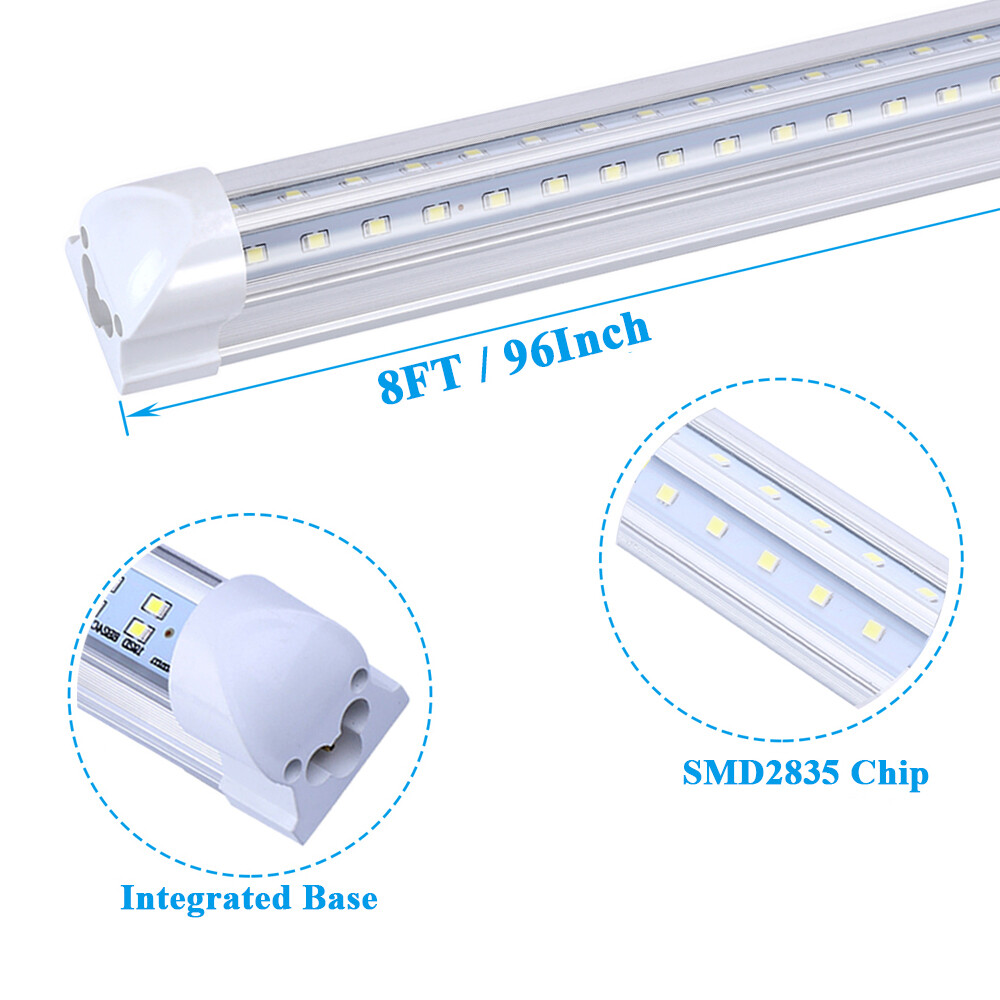2FT 4FT 5FT 6FT 8FT 120W LED Shop light Fixture 6000K 8Foot LED Tube Light Bulbs