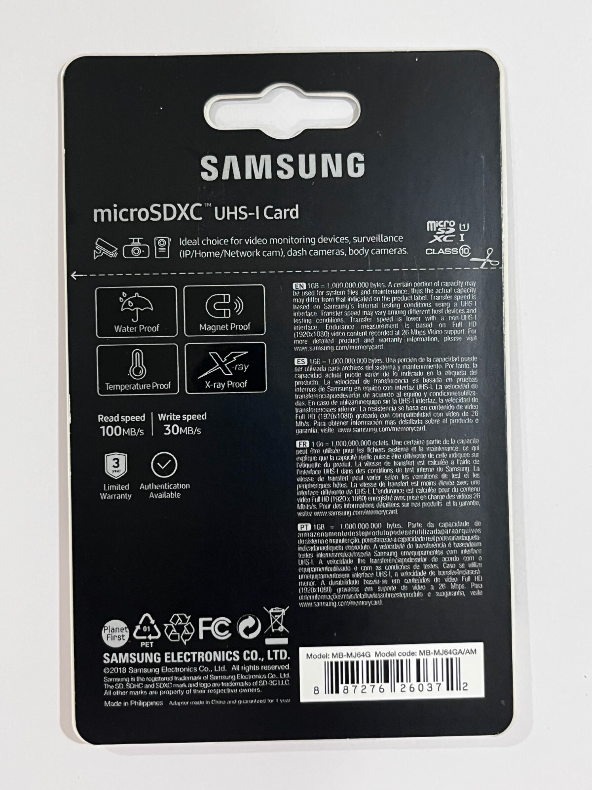 New Samsung PRO Endurance 64GB Micro SDXC Card 100MB/s MB-MJ64GA/AM
