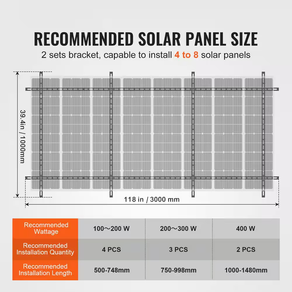 2-Set Solar Panel Mounting Brackets 30°-60° Adjustable Multi-Pieces Solar Panel