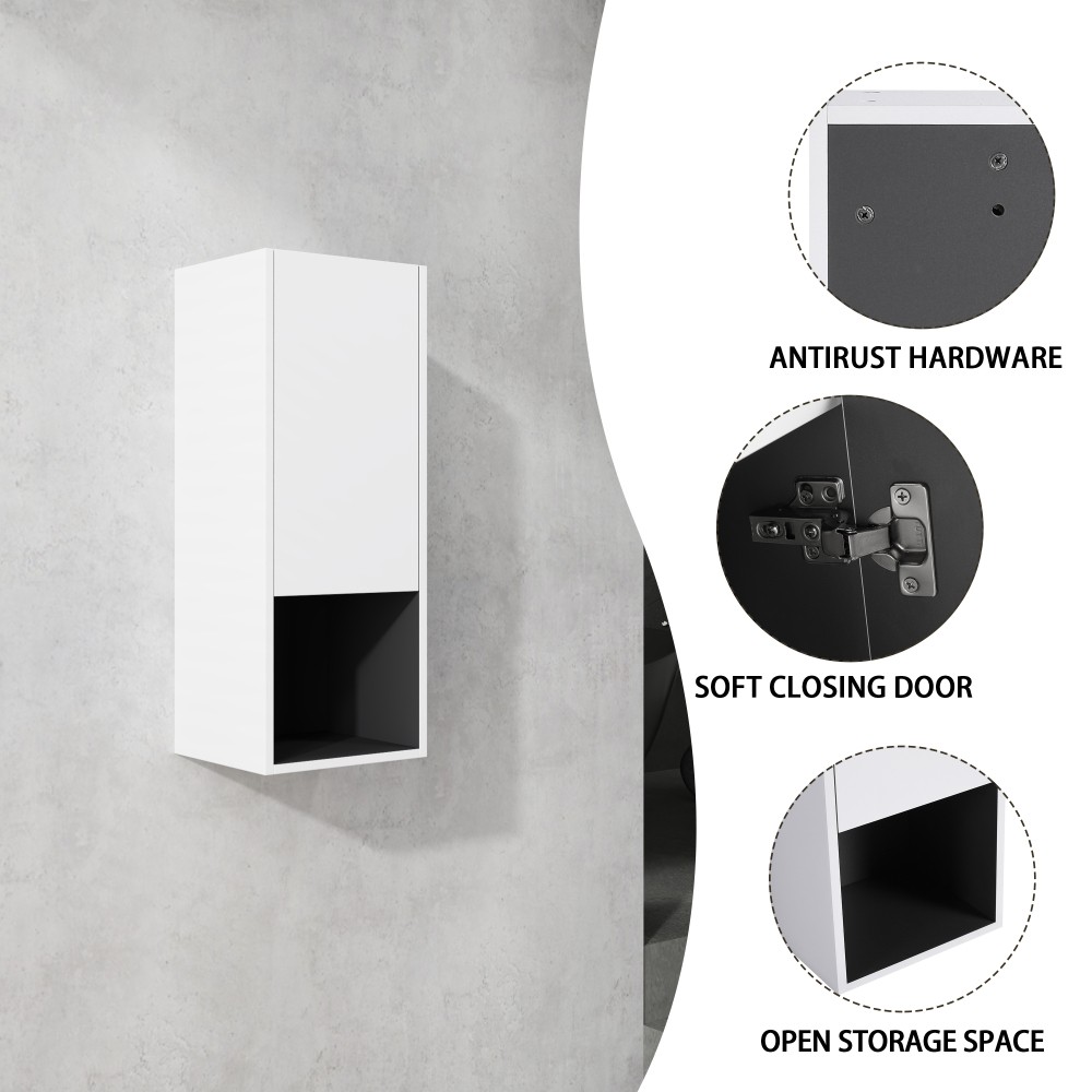 Bathroom Side Cabinet 2 Soft Close Doors Float Mounting Design