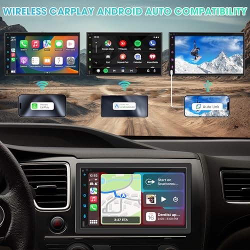 Double-Din Wireless CarPlay Stereo Double Din Stereo with Touch Buttons