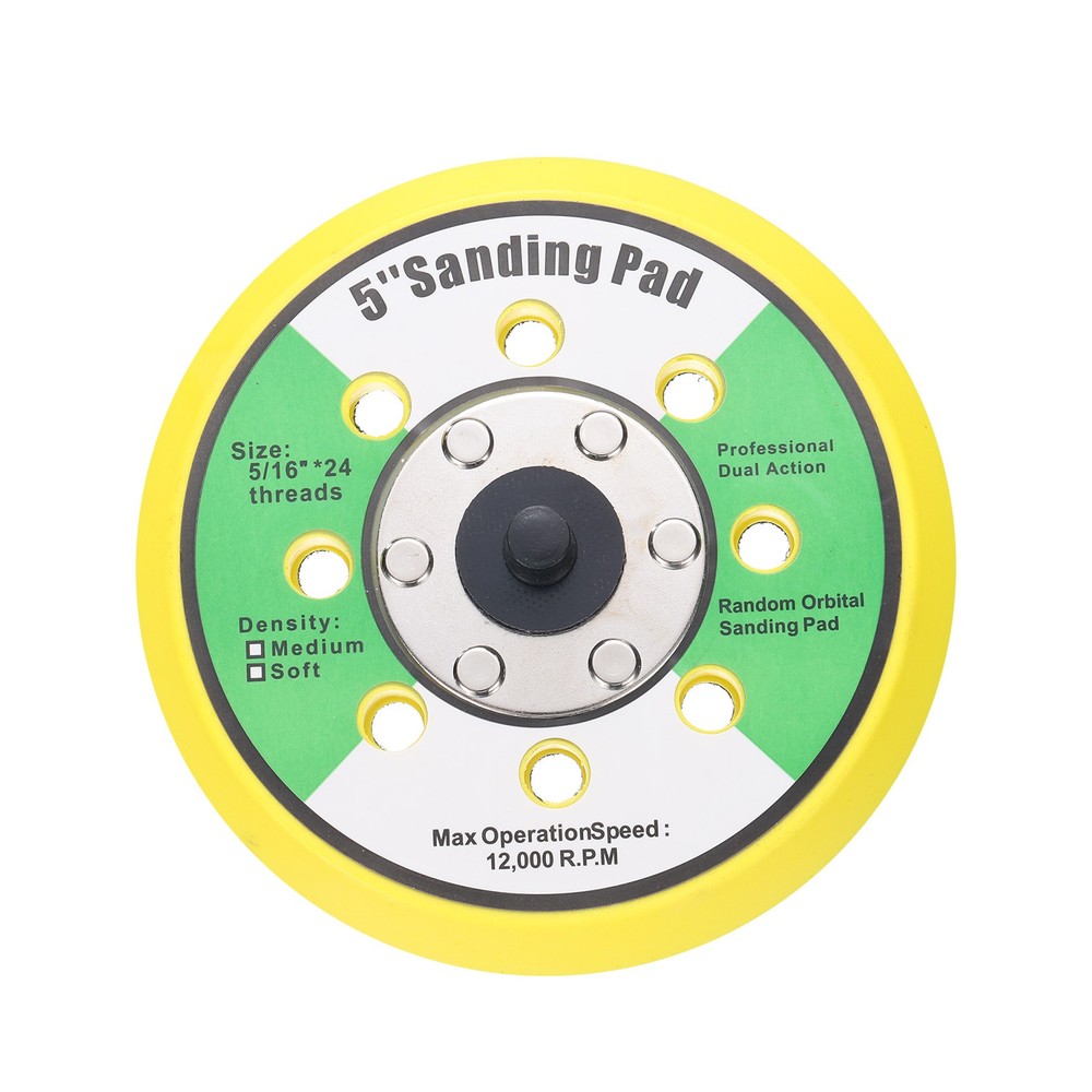 5" Hook and Loop Backing Sanding Pads with 5/16"-24 Thread, Y + B 1Pcs