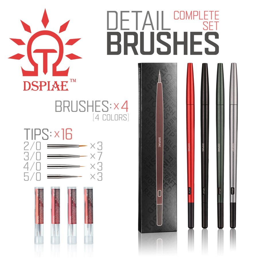 DSPIAE: Detail Brushes - Complete Set - 4 Brushes - 16 Brush Tips