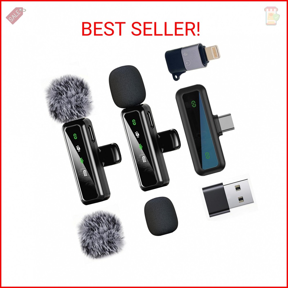 Wireless Lavalier Microphone for iPhone - iPad, Android Phone Computer, Mini Mic