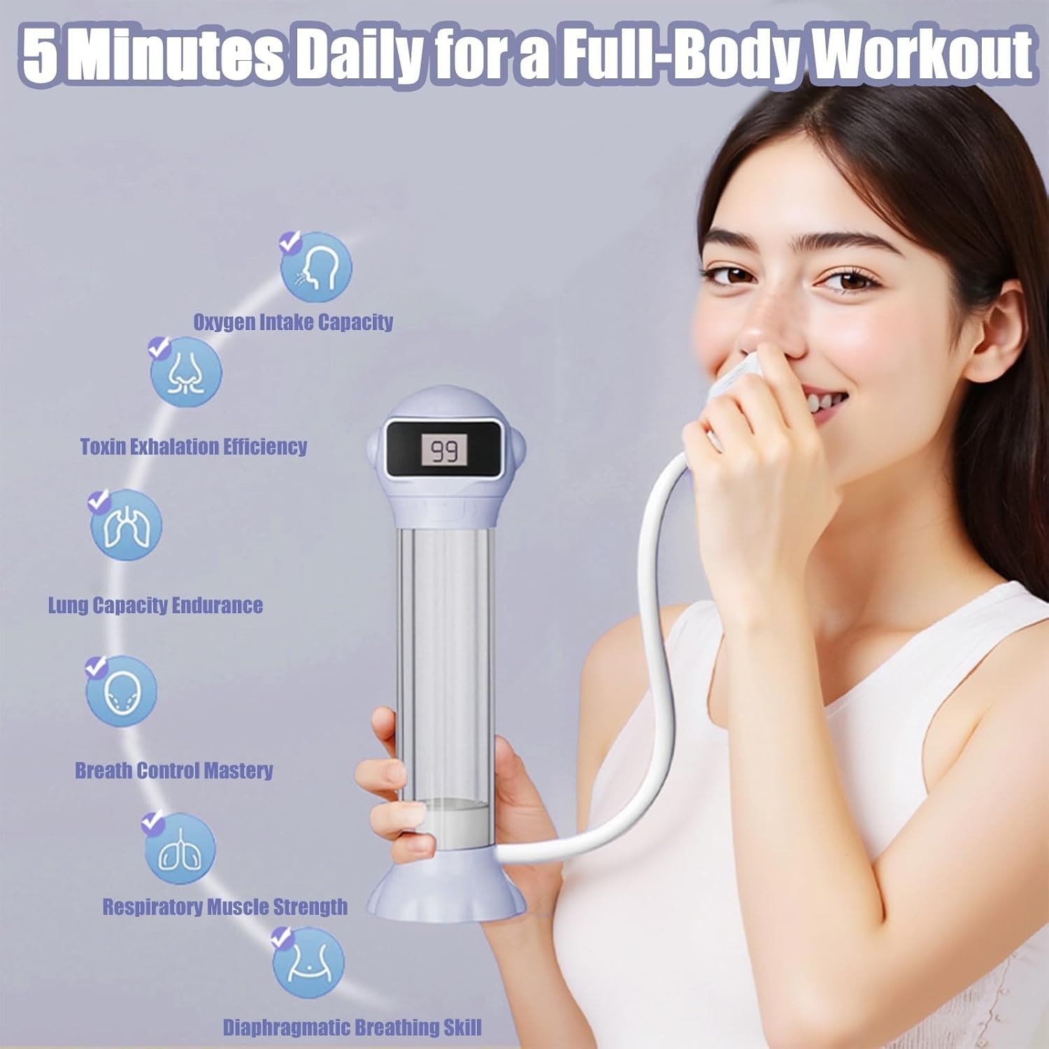 Lung Deep Breathing Exerciser Device，Lung Capacity Trainer