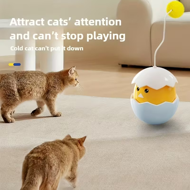 Interactive Cat Toy, Egg Shaker Design with Tumbling Motion