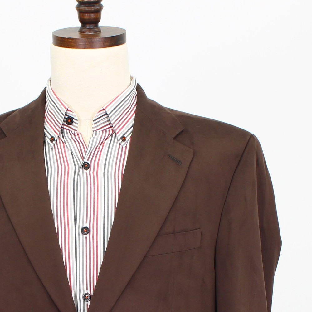 Chaps 41R Brown Sport Coat Blazer Jacket Solid 2B Polyester