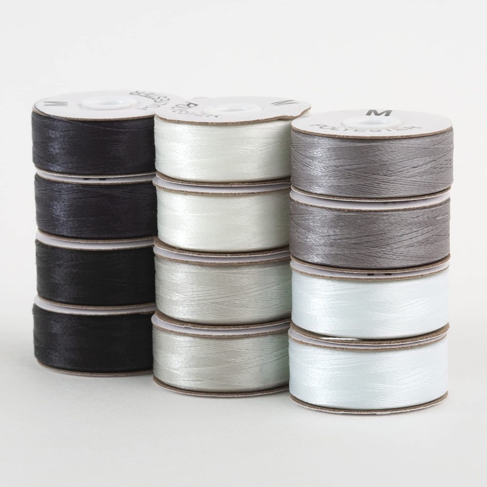 SuperBobs Polyester Bobbins 12PCS M-Style White Thread Prewound Durable