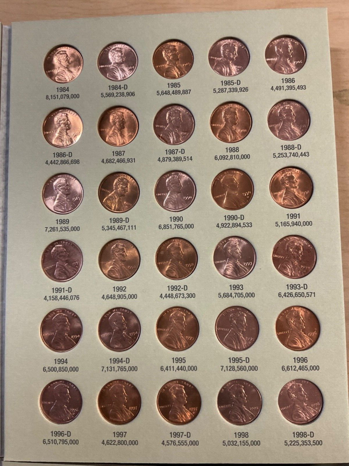 Complete BU Set-Lincoln Mem./Shield Cents 1959 - 2025 in New H.E. Harris Folders
