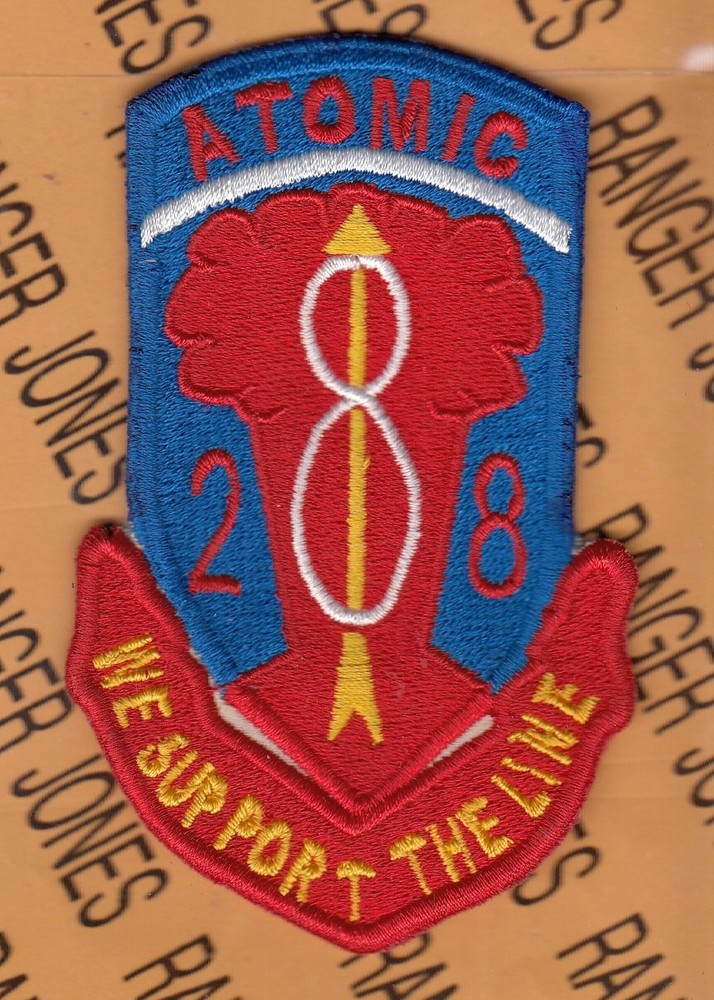 US Army 28th Artillery Regt 8th Infantry Div. Atomic Germany ~4" patch c/e