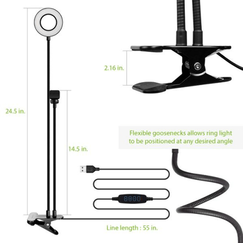 CELLET USB Powered LED Ring Light and Phone Holder w/ 3 Lighting Modes