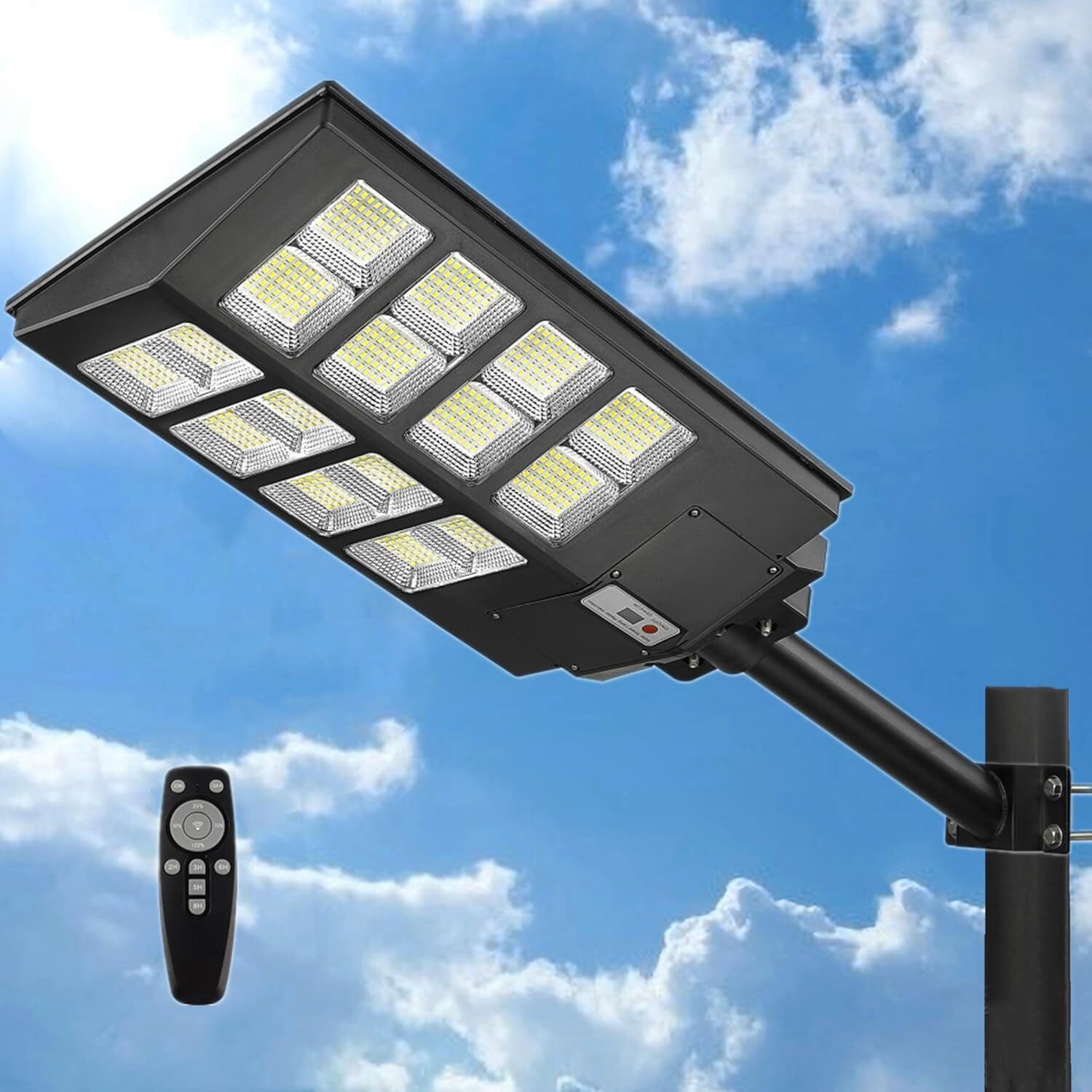 PFCTART Solar Parking Lot Light 100000LM Commercial Outdoor Solar Streets Light