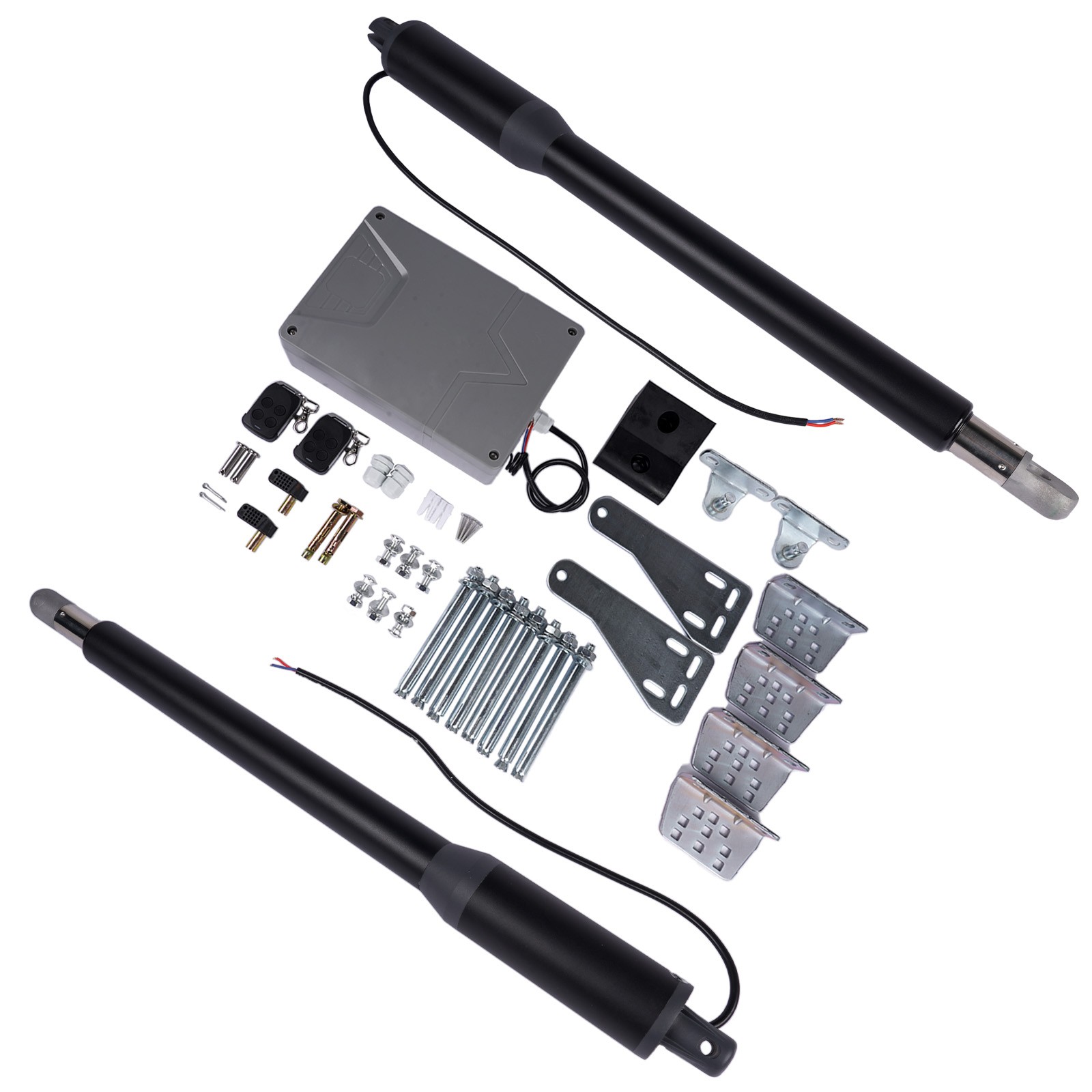 Heavy Duty Automatic Dual Swing Gate Opener Kit + Remote Controls For Fence Gate