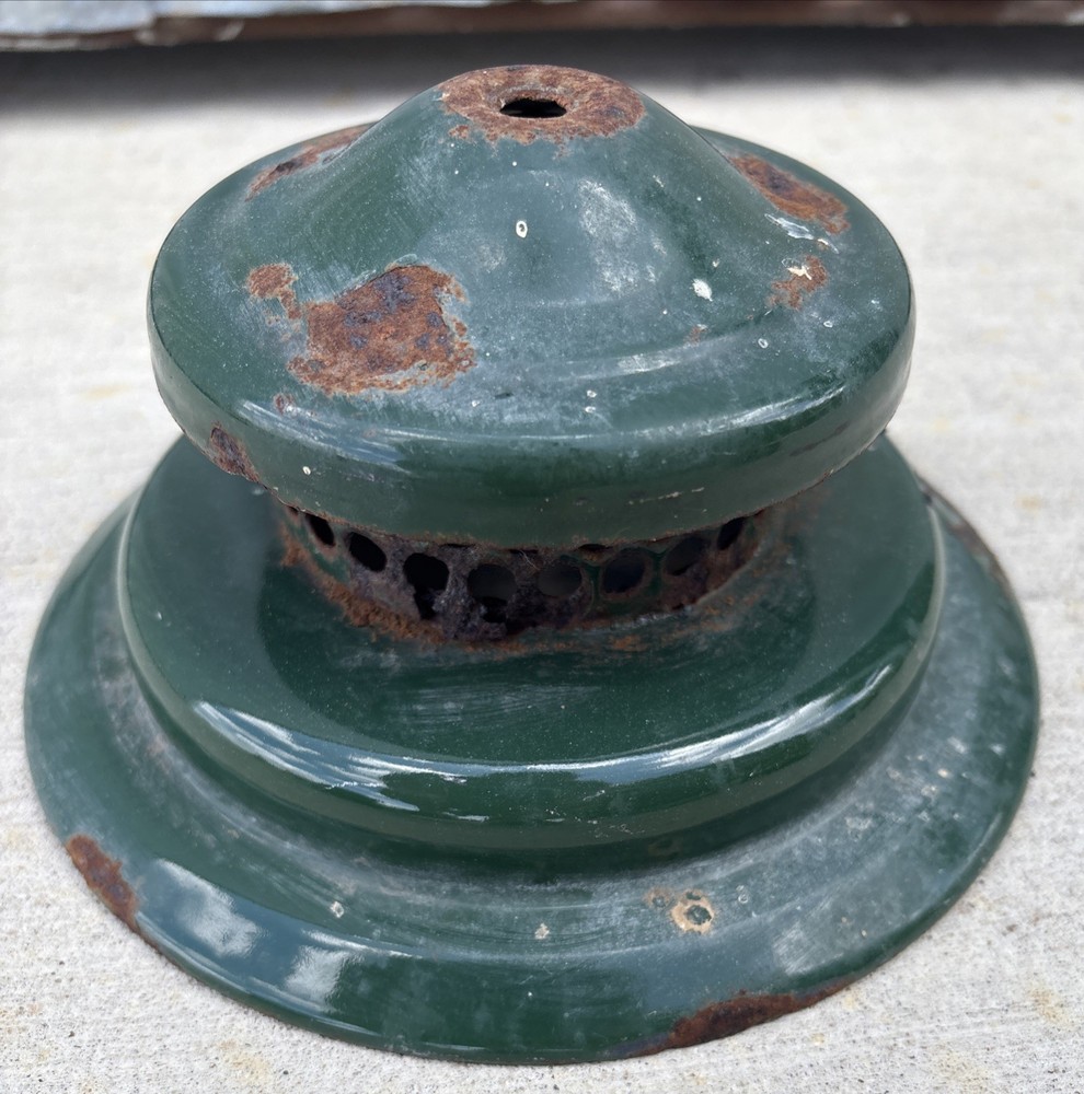 2-Coleman Lantern Green Tall Ventilator / Top / Hat Solid Some Chips/Dents/Holes