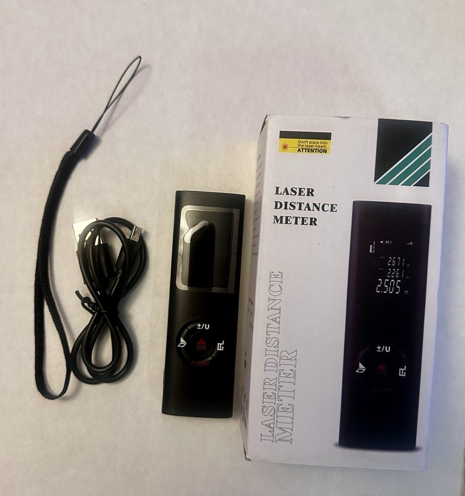 Laser Distance Meter Digital Measure Tool LCD Display USB Rechargeable Tested