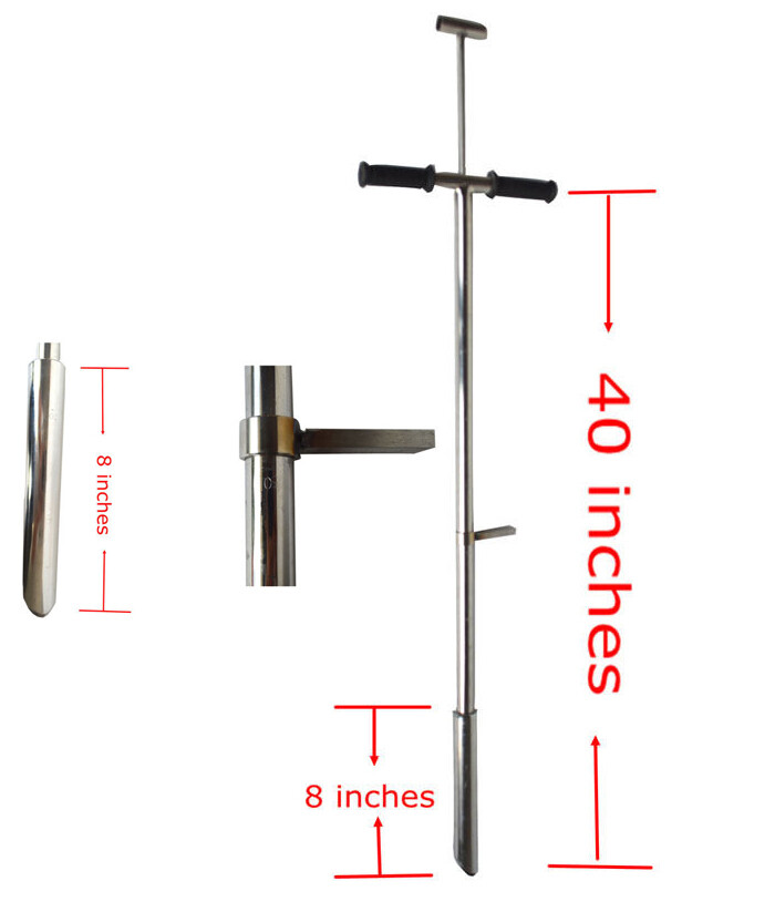 38mm Soil Probe Sampler with Sample Ejector StainlessSteel Gator Probe Step Tube
