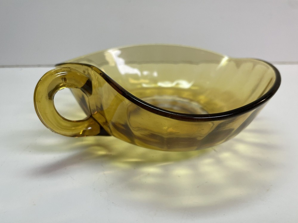 Vintage Amber Heart-Shaped Dish