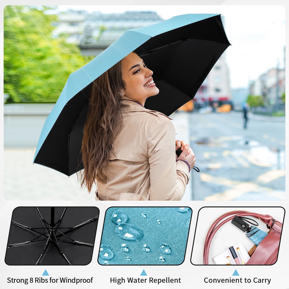 Travel Umbrella Windproof Compact Automatic Wind Resistant Folding Lightweight