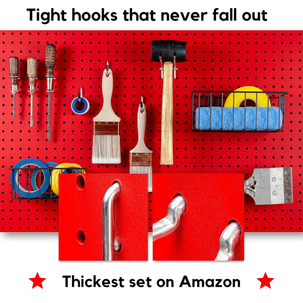 Extra Thick 60pcs Pegboard Accessories Organizer Kit | 1/4 Inch Peg Board Attach