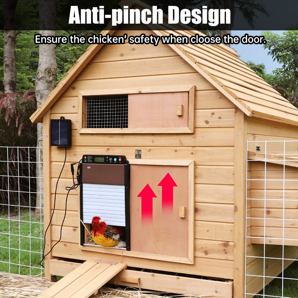 Automatic Chicken Coop Door LCD Battery Solar Powered Timer Light Remote Control